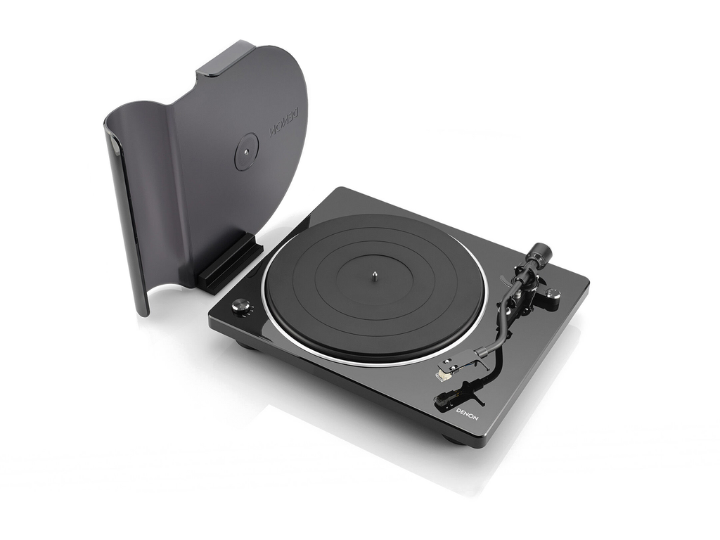 DENON DP-400 Belt-Drive Turntable Black - dust cover open