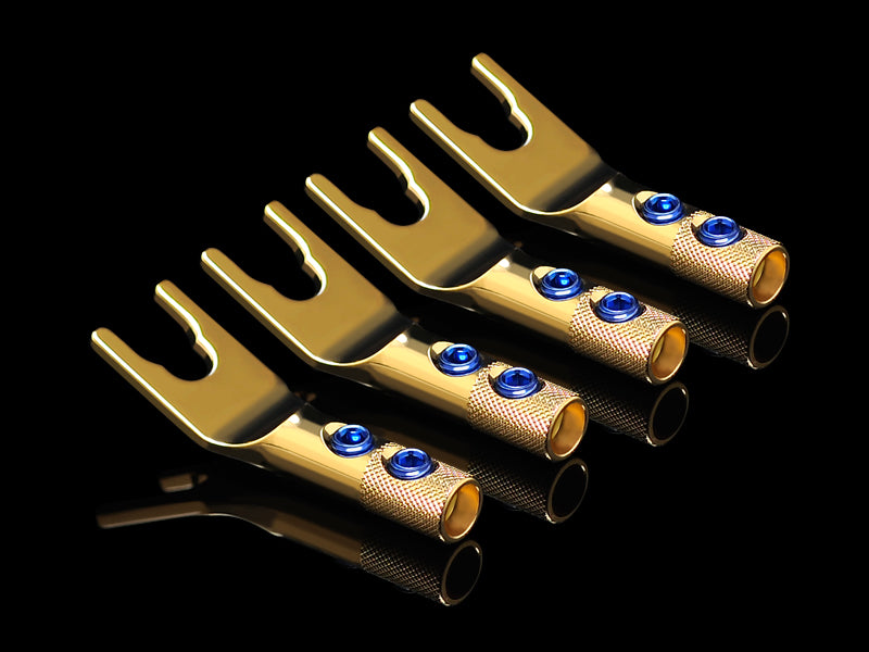 OYAIDE SGSL Speaker Spade Plug PURE SILVER + 24K GOLD - detail